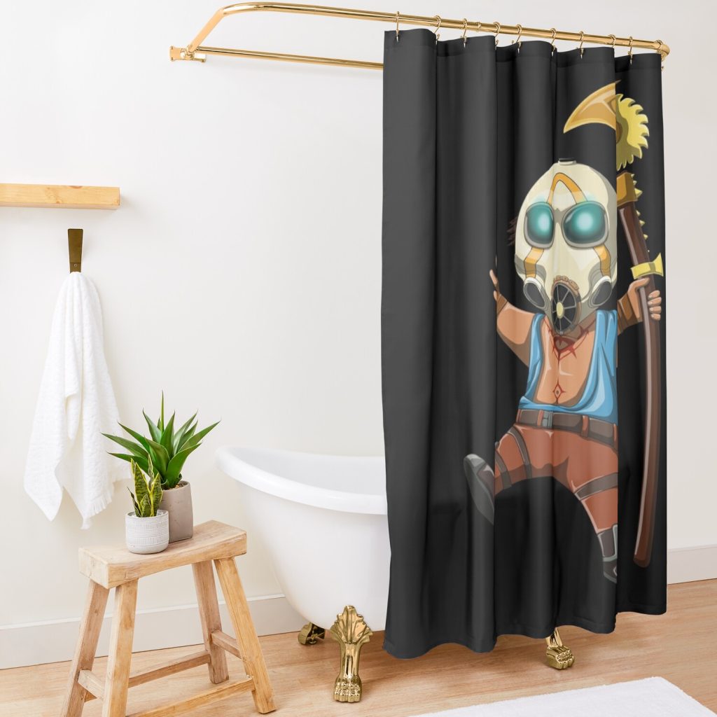 Borderlands 3 Psycho Mask Shower Curtain Official Borderlands Merch