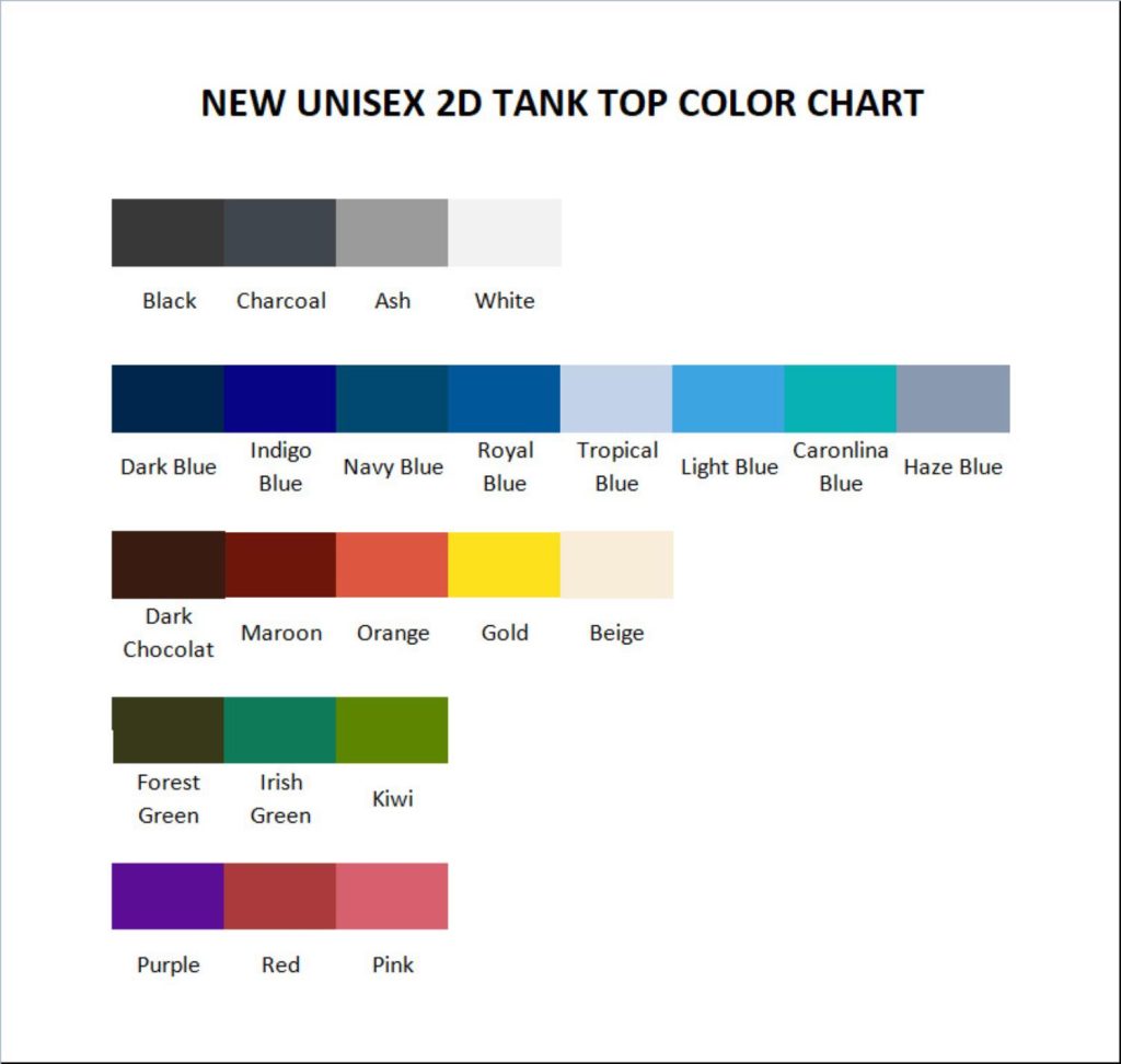 tank top color chart - Borderlands Shop