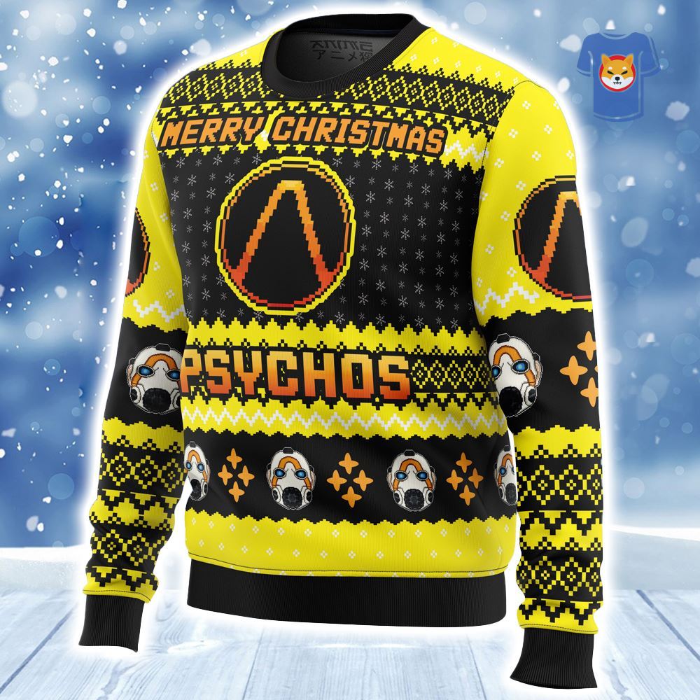 Merry Christmas Psychos Borderlands Ugly Christmas Sweater-1