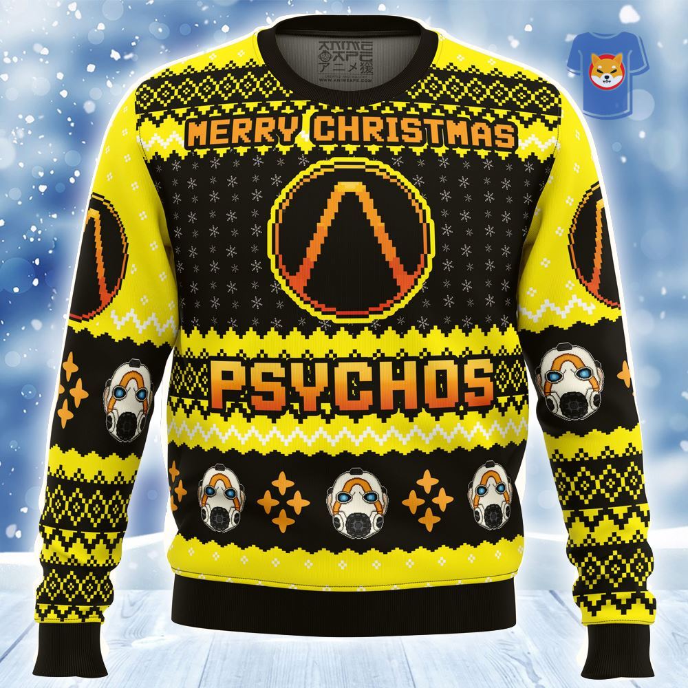 Merry Christmas Psychos Borderlands Ugly Christmas Sweater-1